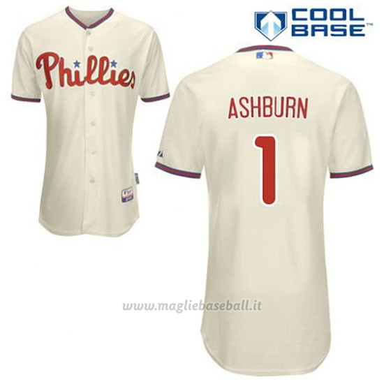 Maglia Baseball Uomo Philadelphia Phillies Richie Ashburn 1 Crema Alterner Cool Base